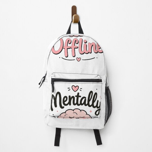 Item preview, Mentally Offline Cute Brain Quote Sticker | Funny Introvert Aesthetic Typography | Kawaii Mental Health Design designed and sold by Sanika arts .