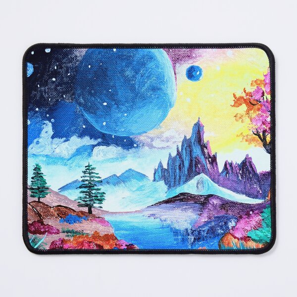 Item preview, Voskara - Sci-fi Painting - Nature Landscape, Mountain, trees, moons, cosmic sky designed and sold by DreamTrek.