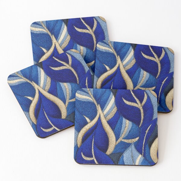 Item preview, Elegant Blue And Gold Abstract Leaf Pattern designed and sold by colorful-white.