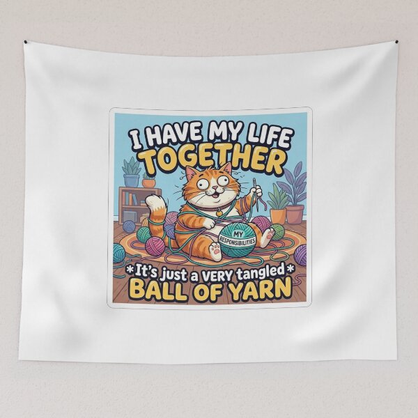 Item preview, Tangled Mess Cat Life Humor designed and sold by Owcomm.