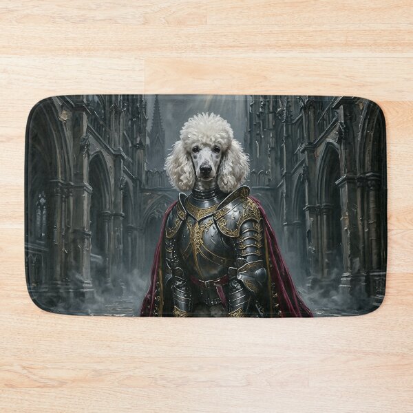 Item preview, Regal White Poodle Knight in Gothic Cathedral Dark Fantasy Medieval Armor Portrait designed and sold by cr6zym1nd.