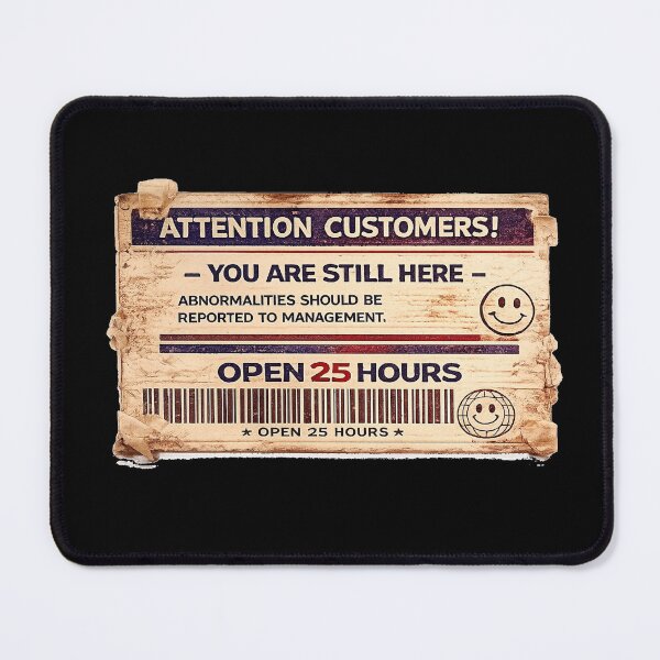 Item preview, Attention Customers – You Are Still Here | Liminal Horror Sticker designed and sold by Open25Hours.