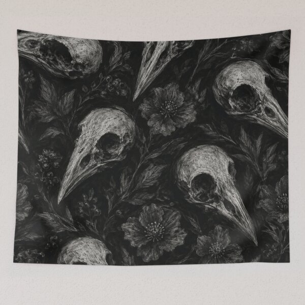 Item preview, Gothic Raven Skull Botanical Pattern designed and sold by Owcomm.