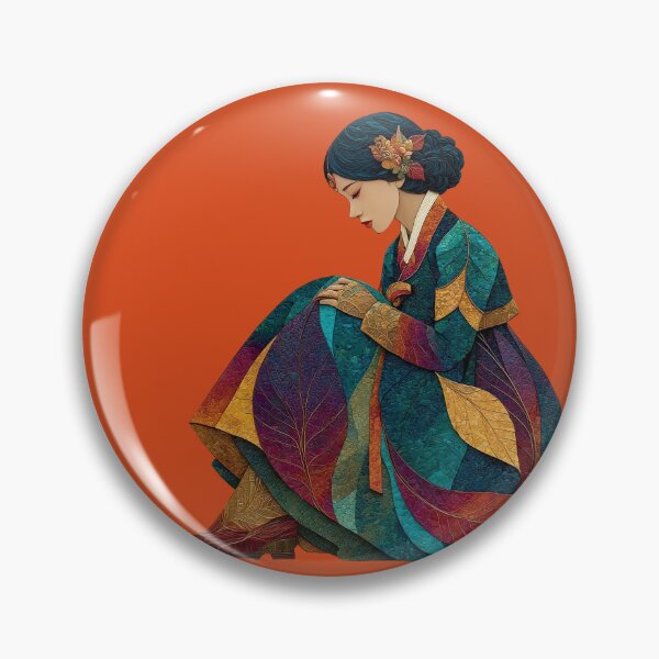 Item preview, Elegant Korean Woman In Autumn Leaf Hanbok designed and sold by colorful-white.
