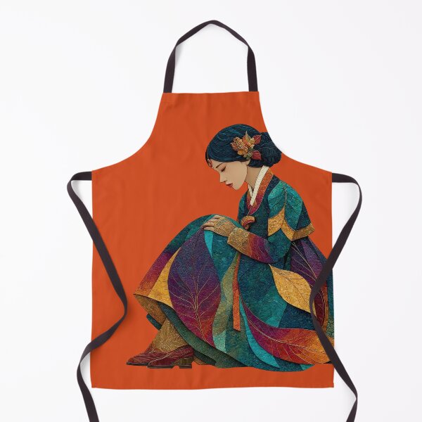 Item preview, Elegant Korean Woman In Autumn Leaf Hanbok designed and sold by colorful-white.