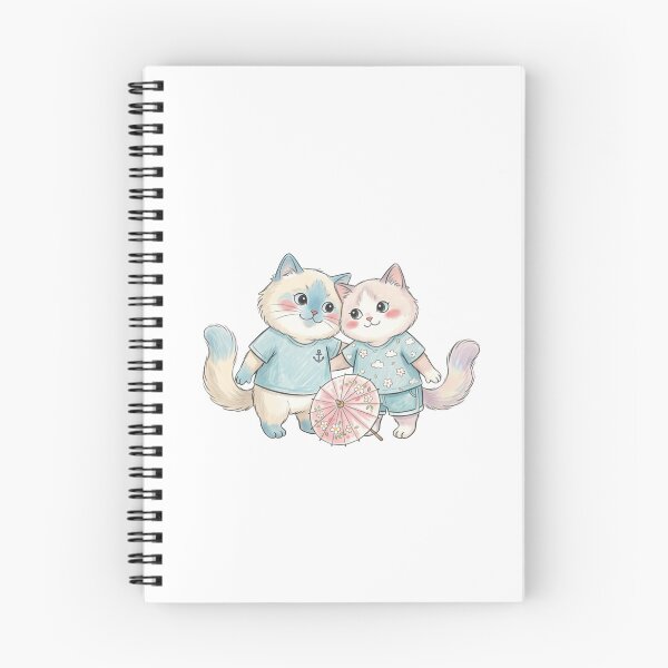 Item preview, Cute Cat Couple in Matching Summer Outfits designed and sold by TaiwanMemory.
