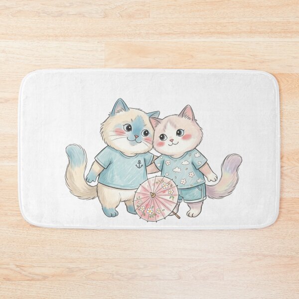 Item preview, Cute Cat Couple in Matching Summer Outfits designed and sold by TaiwanMemory.
