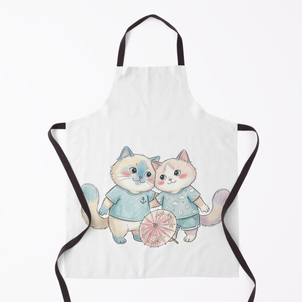 Item preview, Cute Cat Couple in Matching Summer Outfits designed and sold by TaiwanMemory.