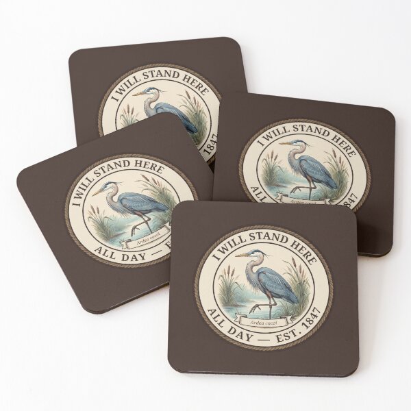 Item preview, I Will Stand Here All Day Heron Humor Badge designed and sold by CalmCapy Co.