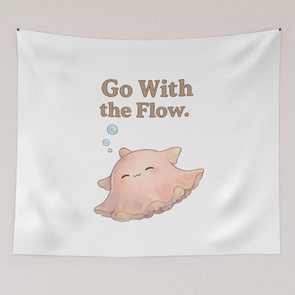 Item preview, Go With the Flow | Cute Dumbo Octopus Relaxing Ocean Animal Illustration designed and sold by Little Moments Co..