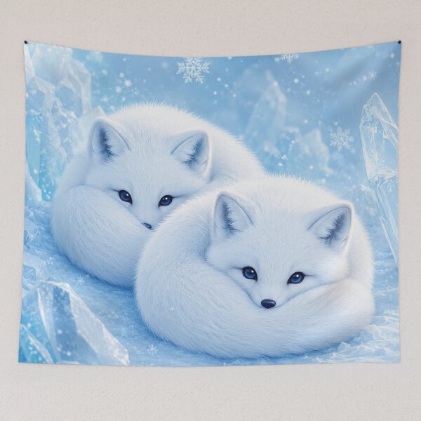 Item preview, Arctic Fox Pair in Winter Wonderland designed and sold by Owcomm.