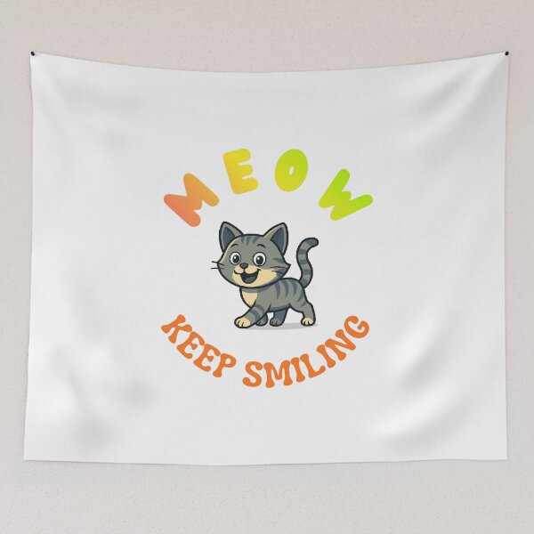 Item preview, Cute Meow Keep Smiling Cartoon Tabby Cat designed and sold by EHdesignShop.
