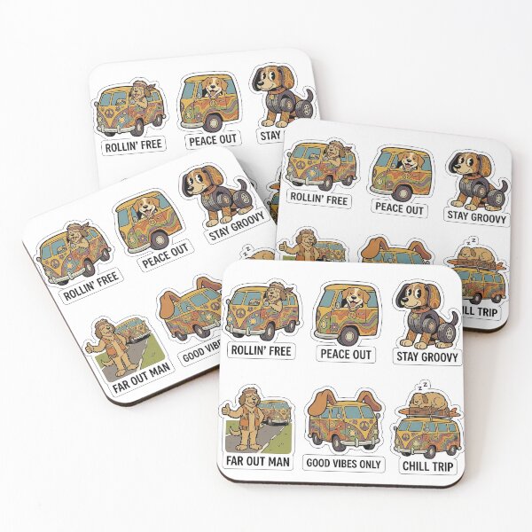Item preview, Vintage Dog Hippie Van Sticker Pack - Retro Travel & Road Trip Puns designed and sold by SimpleP.