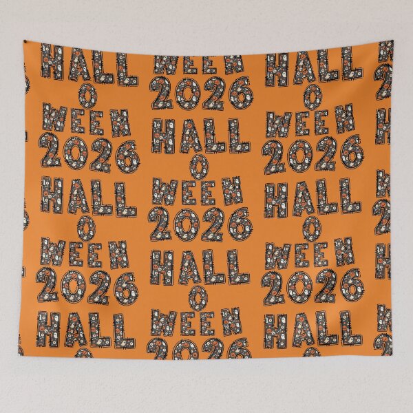Item preview, Hall O Ween 2026 Halloween Pattern Sticker Cute Spooky Typography designed and sold by Raw Tigers.
