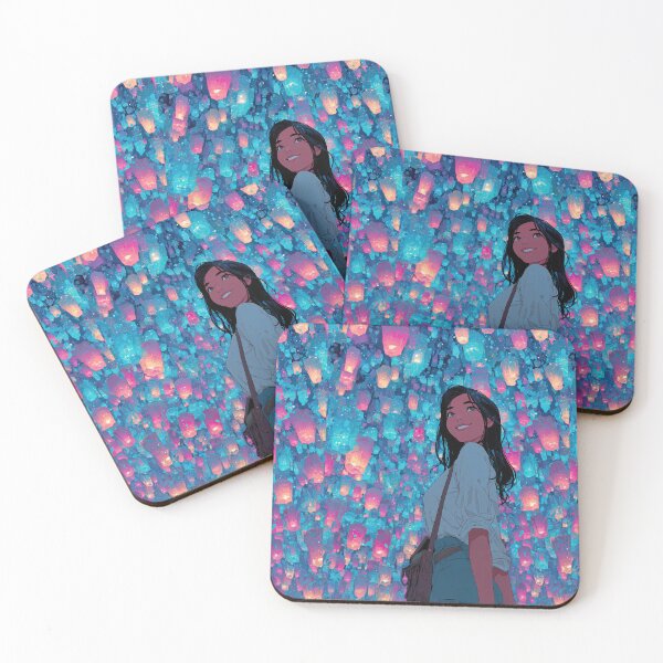 Item preview, Girl Standing Under Glowing Floating Lanterns designed and sold by colorful-white.