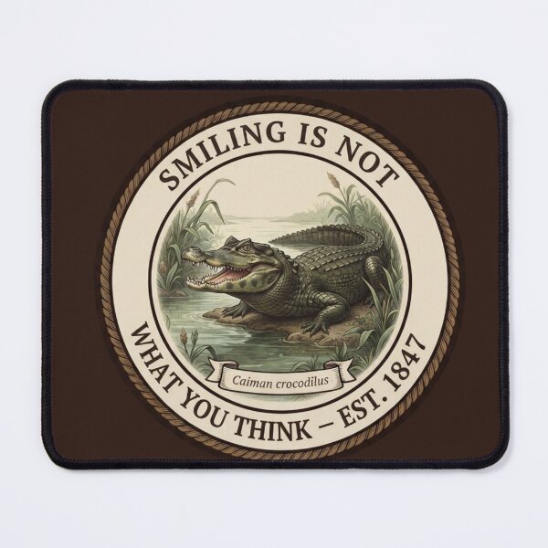 Item preview, Smiling Is Not What You Think Caiman Humor Badge designed and sold by CalmCapy Co.