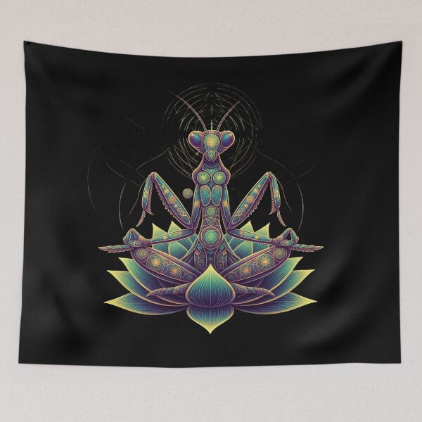 Item preview, Psychedelic Praying Mantis Lotus Sacred Geometry Fractal Art designed and sold by AvalonMoss.