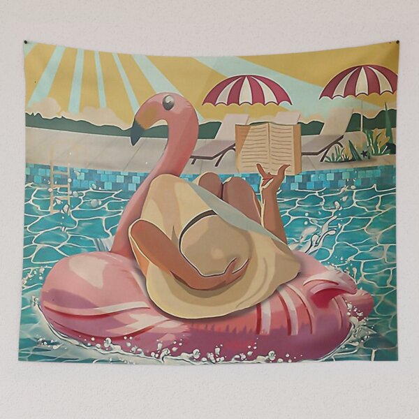 Item preview, Poster Flamingo Beach And She Lived Happily Ever After Painting designed and sold by ClaudyClifford.