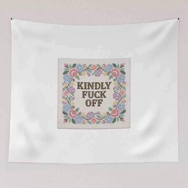 Item preview, Kindly Fuck Off Sarcastic Floral Cross Stitch Craft designed and sold by ryanguas.