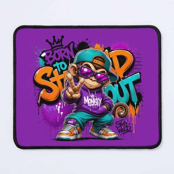 Item preview, Born to Stand Out Graffiti Monkey | Urban Streetwear Cartoon T-Shirt Design designed and sold by Samasem365.