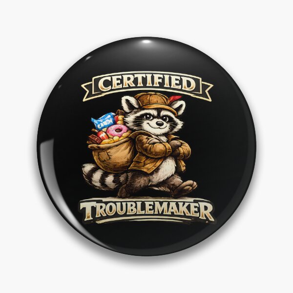 Item preview, CERTIFIED TROUBLEMAKER Funny Raccoon Snack Lover Vintage Graphic T-Shirt designed and sold by clockedoutwearshop.