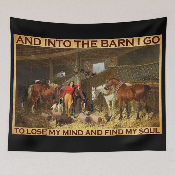 Item preview, Horse Barn Poster "And Into The Barn I Go To Lose My Mind And Find My Soul" Farm Canvas Wall Art designed and sold by Susanspy007.