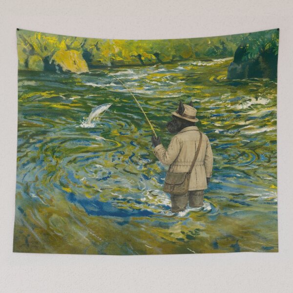 Item preview, Western Highlands Fly Fishing Vintage Railway Travel Poster designed and sold by CJChronicles.