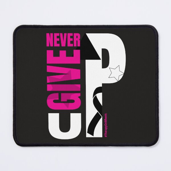 Item preview, Never Give Up Breast Cancer Ribbon T-Shirt | Therapy On Wheels designed and sold by Therapy On Wheels - Racing for a Reason.