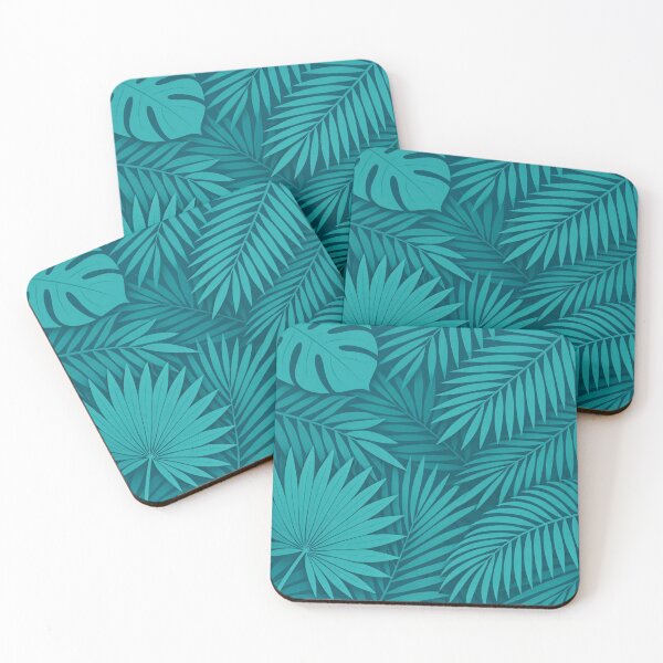 Item preview, Teal Tropical Palm Leaves Pattern designed and sold by Owcomm.