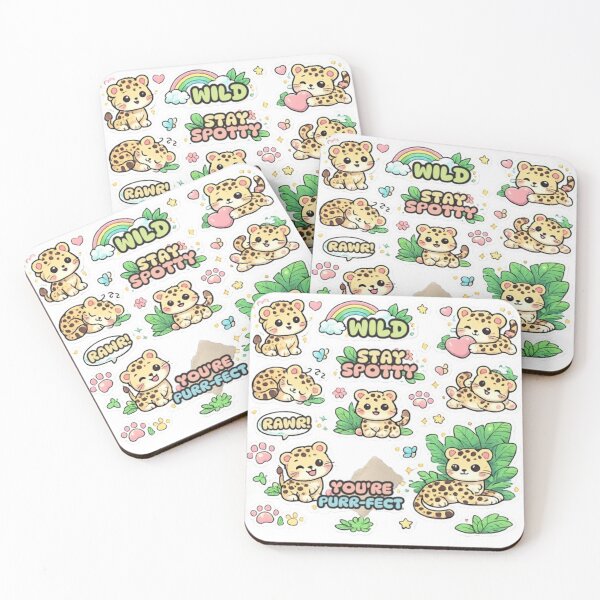Item preview, Cute Leopard Sticker Pack | Gen-Z Kawaii Pastel Leopard Stickers PNG | Bold Outline Transparent Digital Stickers designed and sold by mukibas37i.