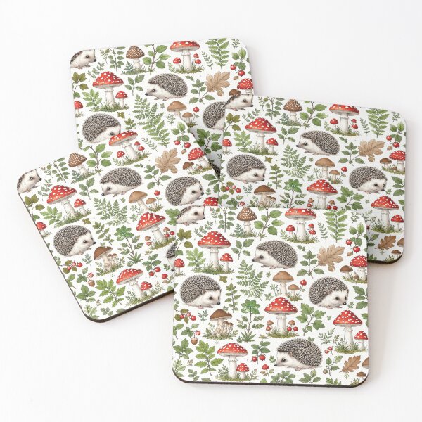 Item preview, Enchanted Forest Hedgehogs and Mushrooms Pattern designed and sold by Owcomm.