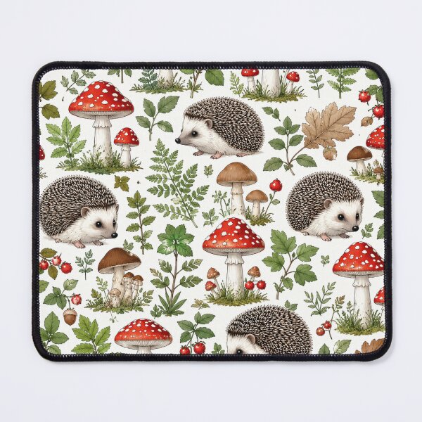 Item preview, Enchanted Forest Hedgehogs and Mushrooms Pattern designed and sold by Owcomm.