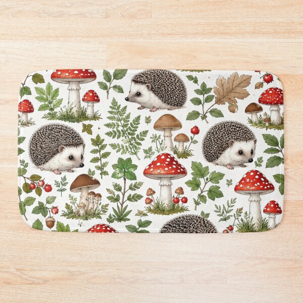 Item preview, Enchanted Forest Hedgehogs and Mushrooms Pattern designed and sold by Owcomm.