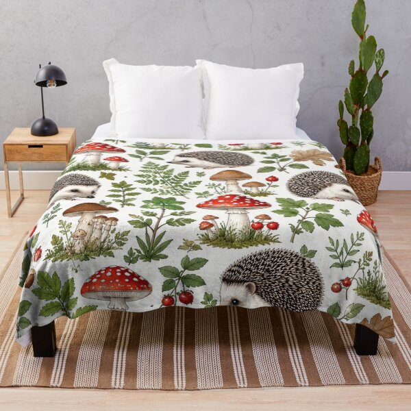 Item preview, Enchanted Forest Hedgehogs and Mushrooms Pattern designed and sold by Owcomm.