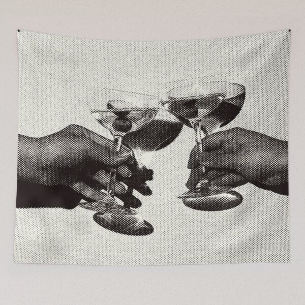 Item preview, Poster Black White Martini Glasses Vintage News Print designed and sold by Nicole-gibson.