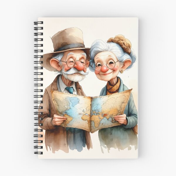 Item preview, Whimsical Elderly Couple Exploring the World Map designed and sold by Connys Colorful World.