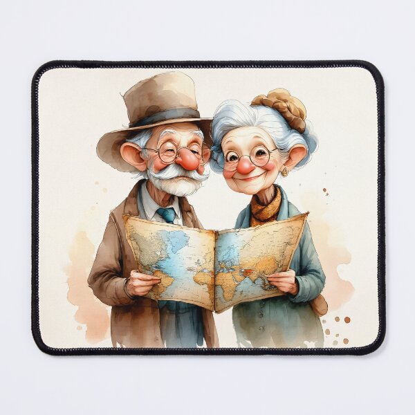 Item preview, Whimsical Elderly Couple Exploring the World Map designed and sold by Connys Colorful World.