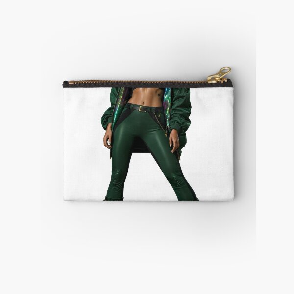 Item preview, Confident Pose Fashion Model in Green Crop Top and High Waist Leggings Full Body Isolated designed and sold by Creative88Art.