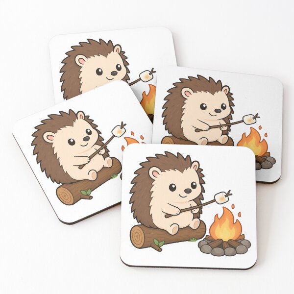 Item preview, Cute Hedgehog Roasting Marshmallow designed and sold by PawsGiggles.