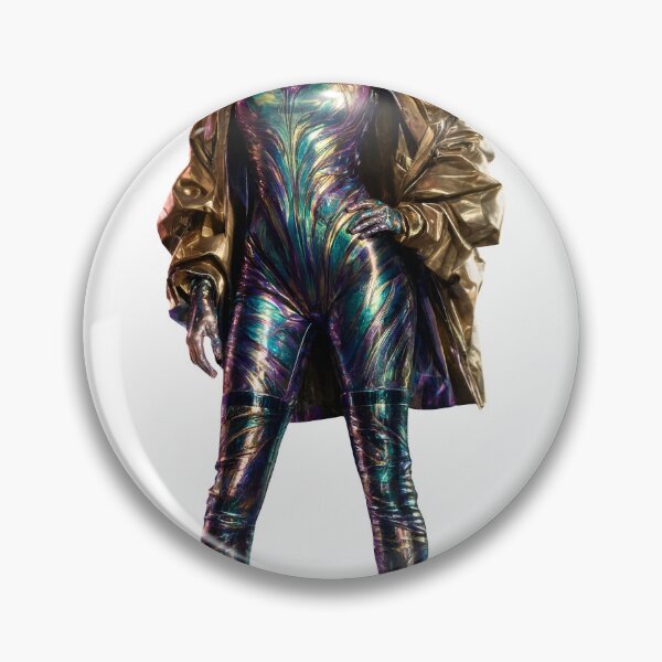 Item preview, Futuristic Metallic Bodysuit Fashion Model in Dynamic Pose with Transparent Background designed and sold by Creative88Art.