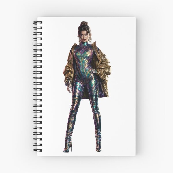 Item preview, Futuristic Metallic Bodysuit Fashion Model in Dynamic Pose with Transparent Background designed and sold by Creative88Art.