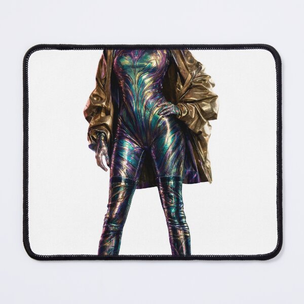 Item preview, Futuristic Metallic Bodysuit Fashion Model in Dynamic Pose with Transparent Background designed and sold by Creative88Art.