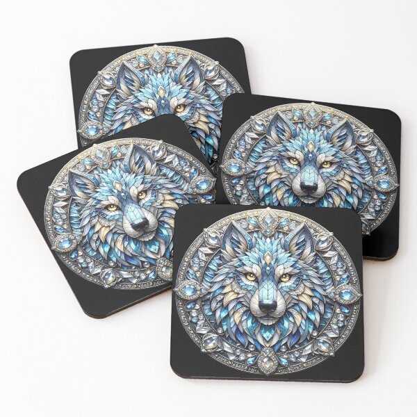 Item preview, Crystal Wolf Stained Glass Gem Blue Art designed and sold by LuisWorks.