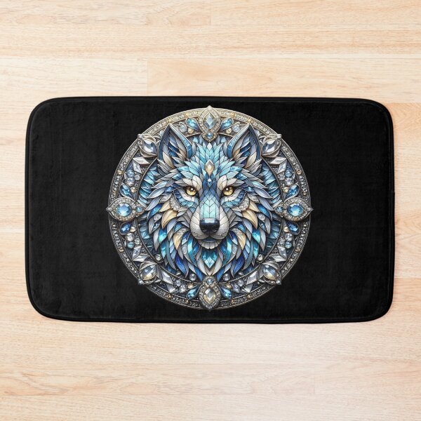 Item preview, Crystal Wolf Stained Glass Gem Blue Art designed and sold by LuisWorks.
