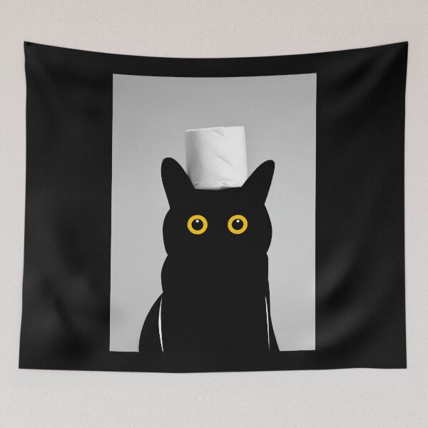 Item preview, Black Cat with Toilet Paper-  designed and sold by PurrfectHome.