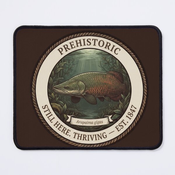 Item preview, Prehistoric Still Here Thriving Arapaima Humor Badge designed and sold by CalmCapy Co.