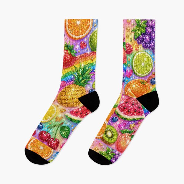 Item preview, Glittery Rainbow Mixed Fruits Seamless Pattern Fruit Print designed and sold by Aramdesing.