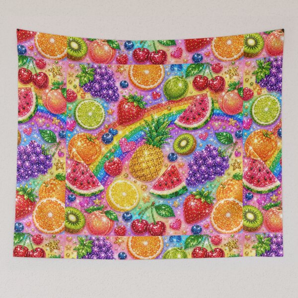 Item preview, Glittery Rainbow Mixed Fruits Seamless Pattern Fruit Print designed and sold by Aramdesing.