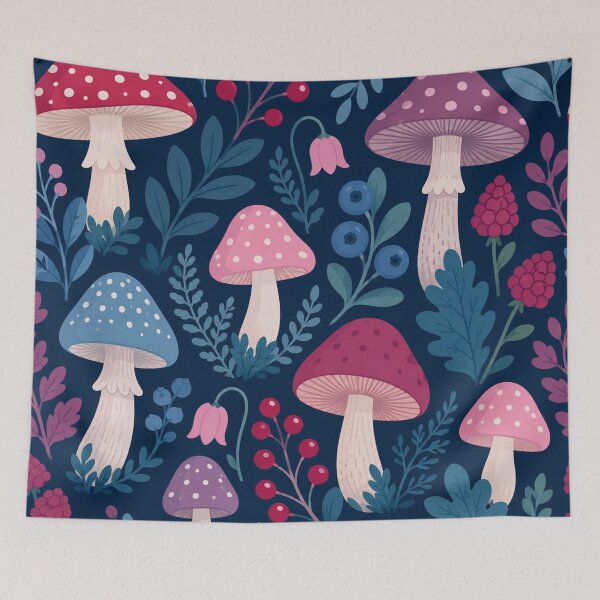Item preview, Midnight Forest Mushroom Botanical Pattern designed and sold by Owcomm.