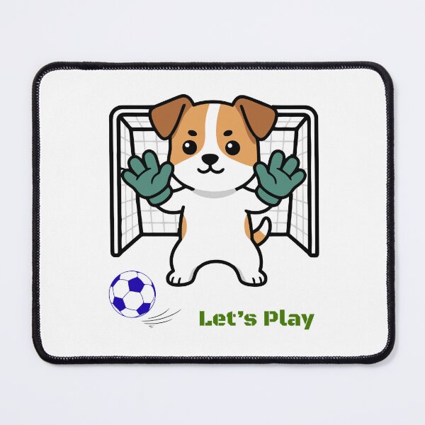 Item preview, Cute Goalie Dog Let's Play Soccer Vector Art designed and sold by EHdesignShop.